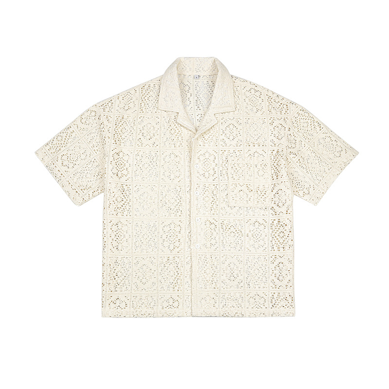 Casual loose hollow knit shirt short sleeves 32 01