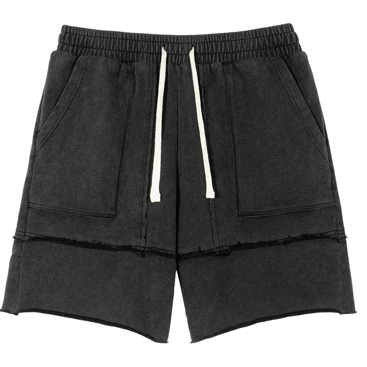 Casual shorts vintage washed split raw hem shorts 15