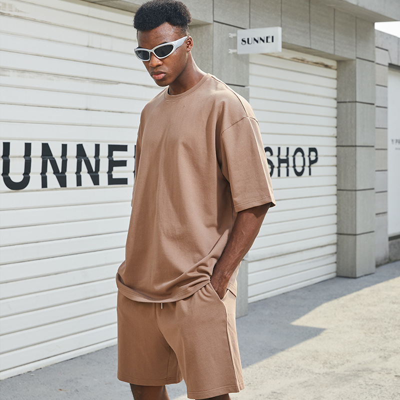 Cotton short-sleeved T-shirt set casual 2-piece set 5