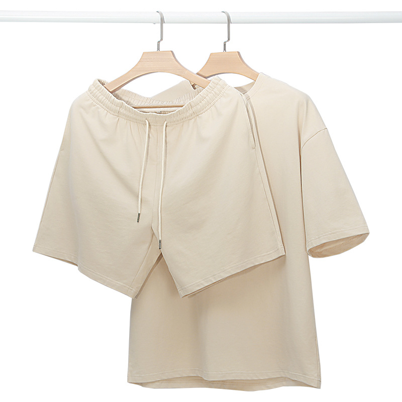 Cotton short-sleeved T-shirt set casual 2-piece set 5