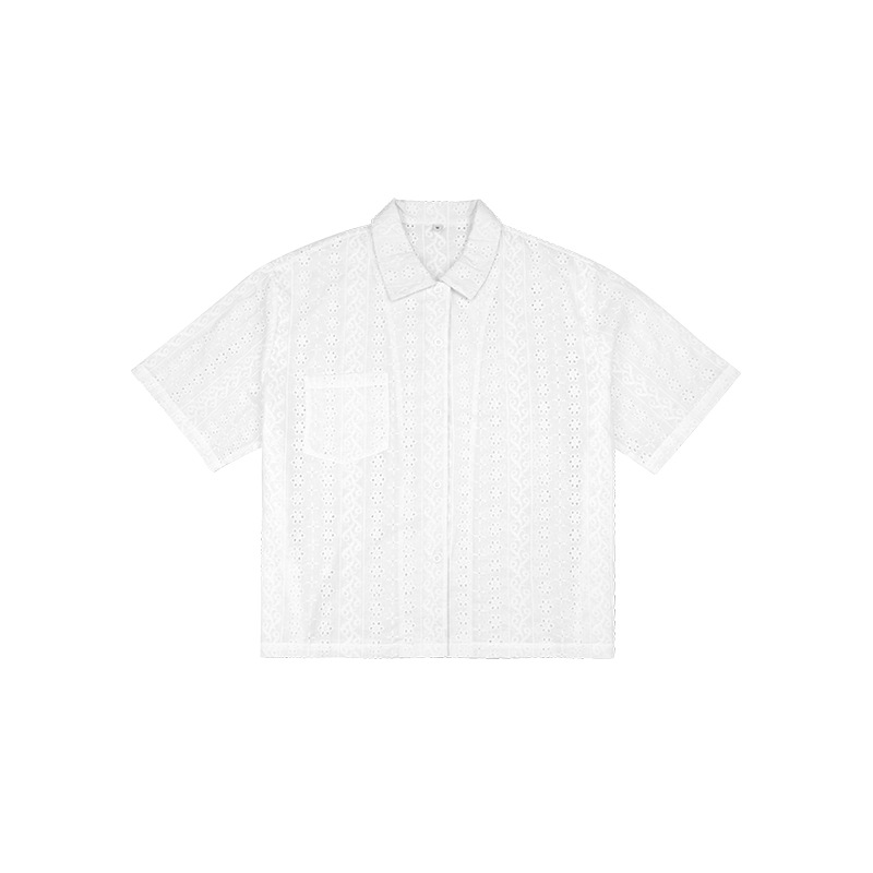 Hollow embroidery shirt casual short shirt 29