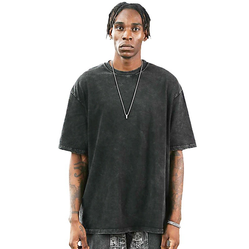 Linen Cotton T-shirt Hip-Hop Retro Loose Round Neck Short Sleeve 55 02