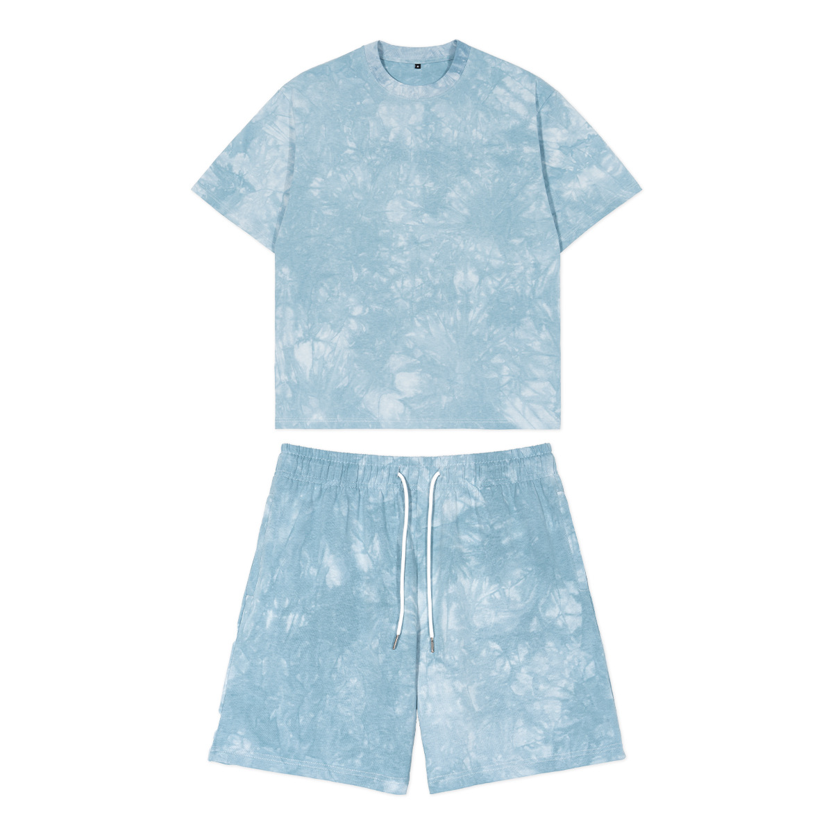 Loose cotton tie-dye suit short-sleeved shorts casual 8 01
