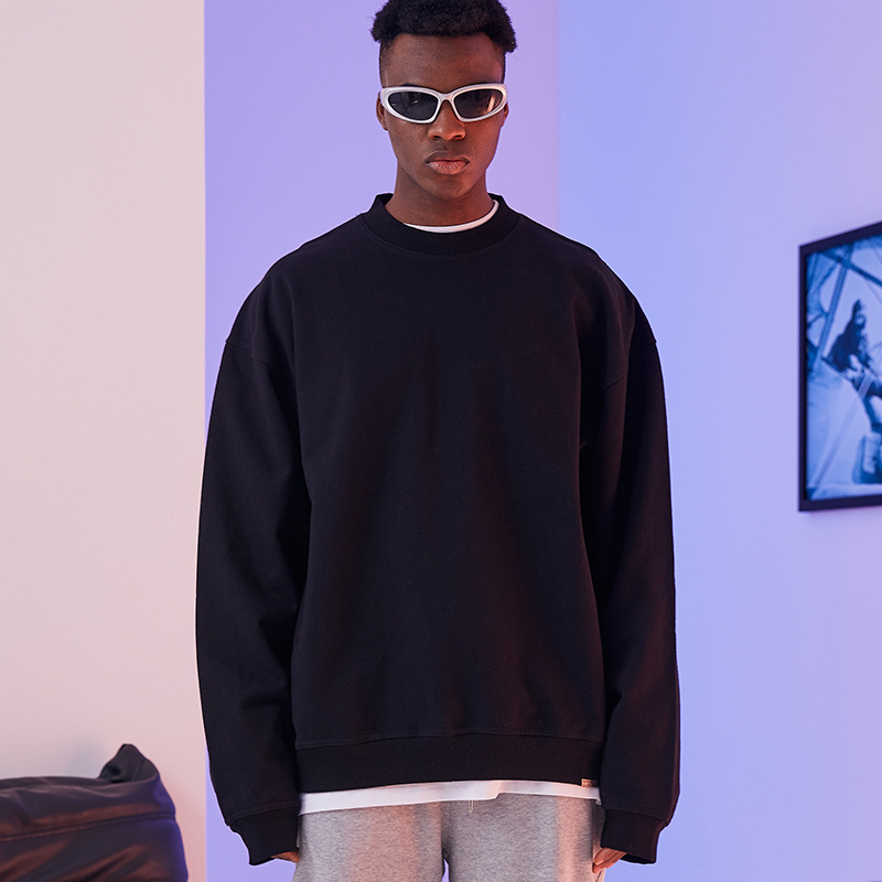 Men's and women's casual round neck sweatshirts long sleeves pure cotton 39 02