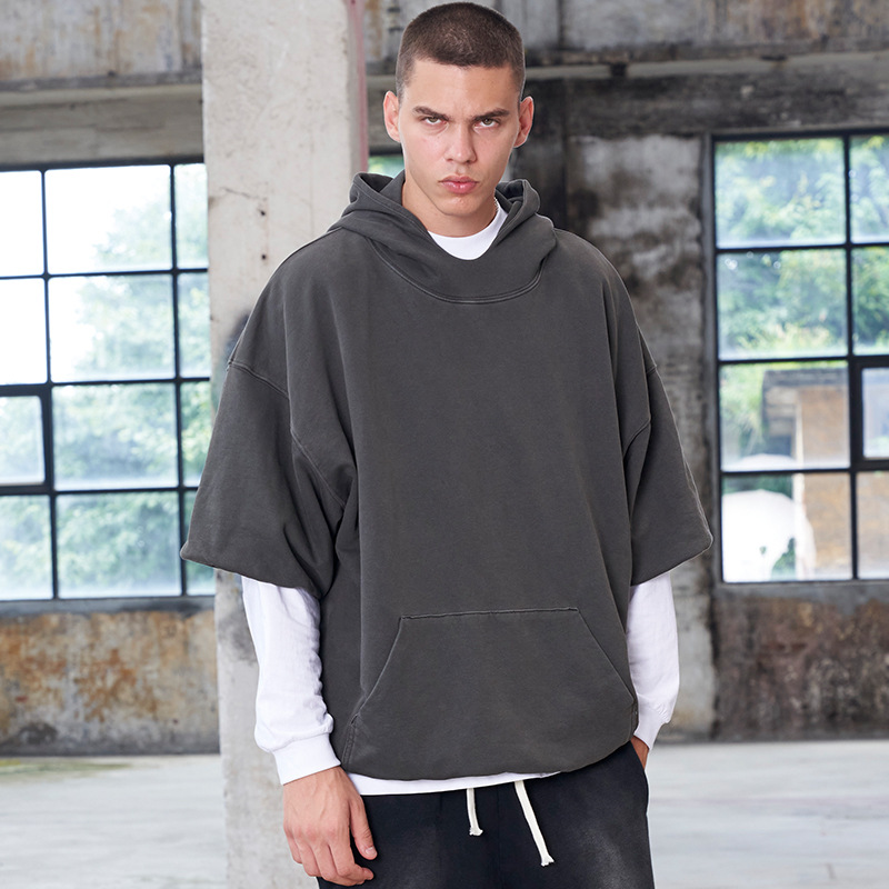 Men's half sleeve vintage washed hoodie 35