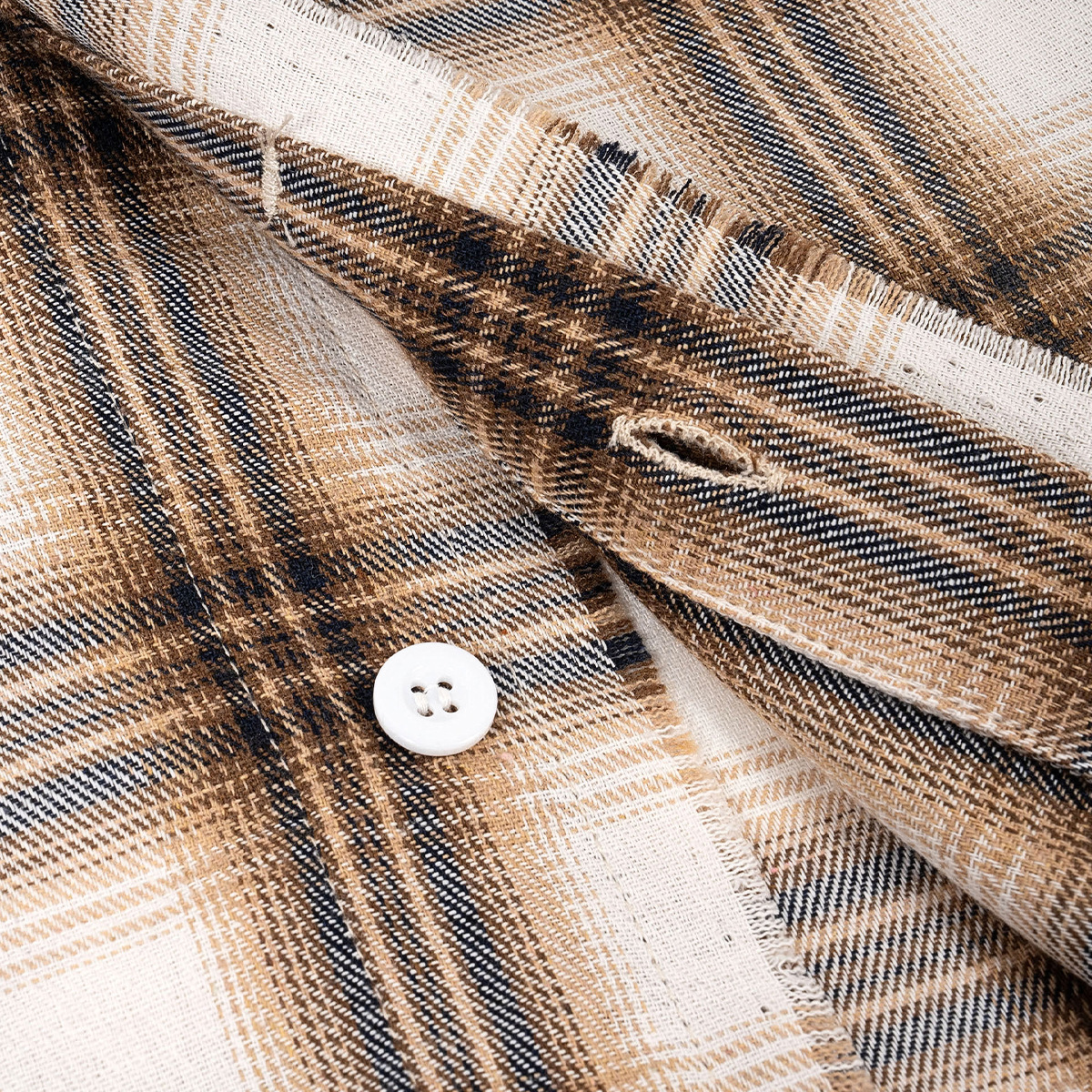 Ragged edge plaid shirt short sleeve loose shirt 25
