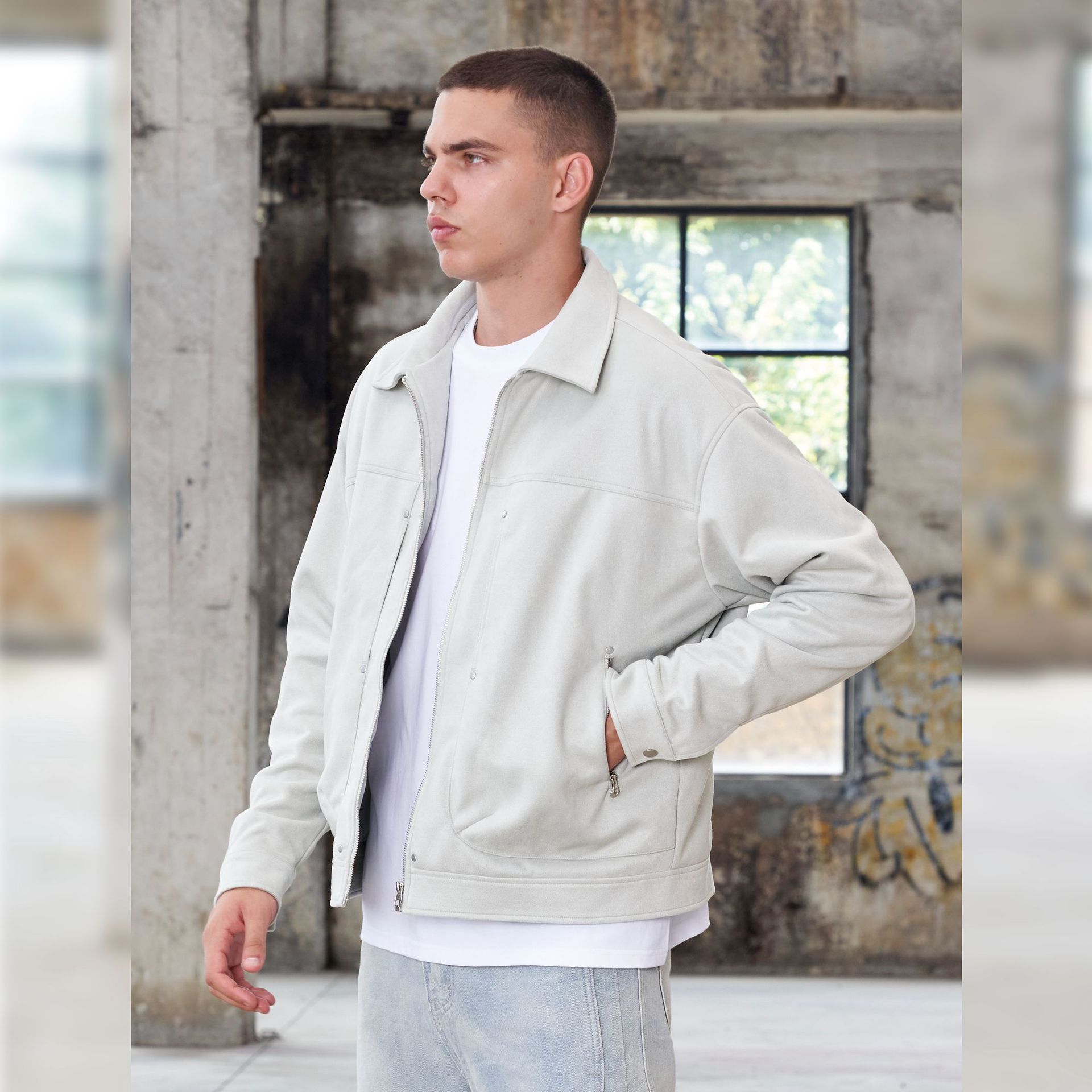 Shirt collar jacket with adjustable cuffs 3 02
