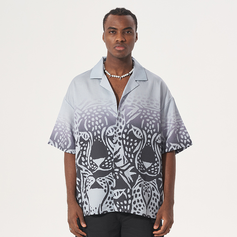 Short sleeve printed shirt loose fit top shirt casual 22