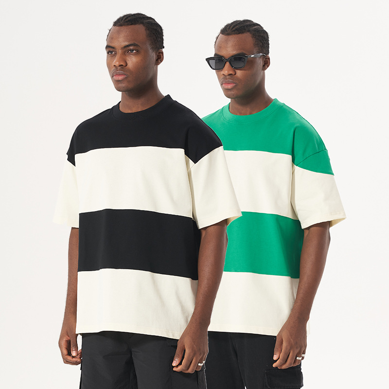 Striped Colorblock Casual Short Sleeve T-Shirt 52 02