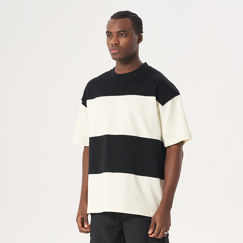 Striped Colorblock Casual Short Sleeve T-Shirt 52 01