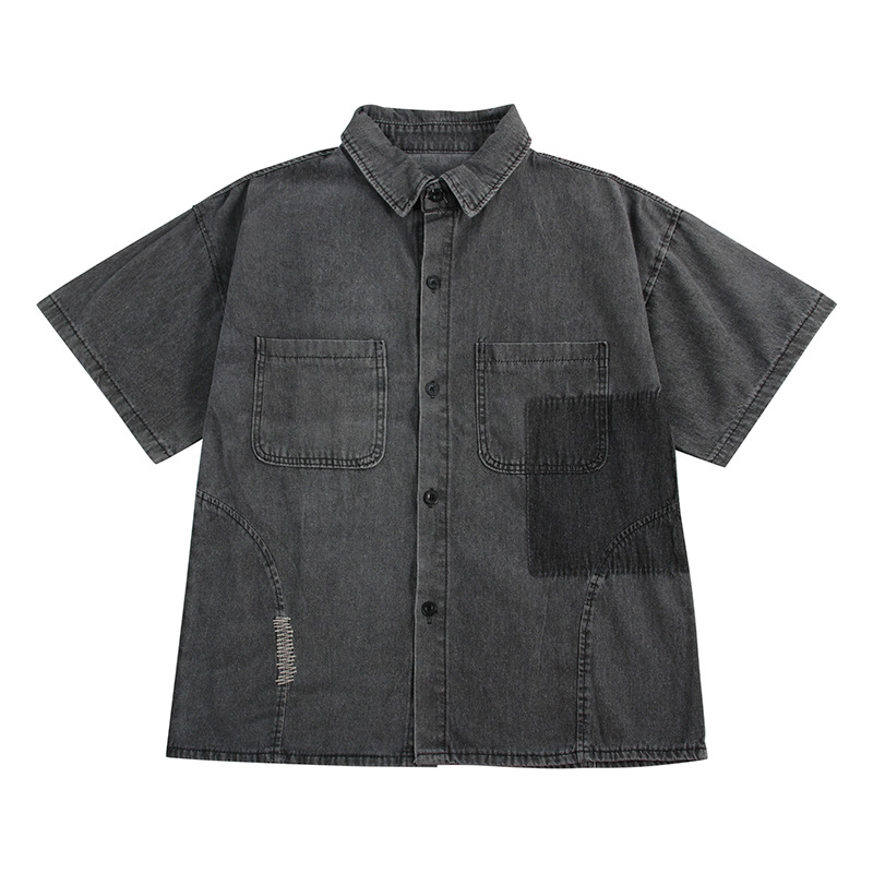 Washed Vintage Short Sleeve T-Shirt Shirt with Pockets 21 01
