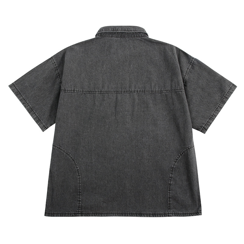 Washed Vintage Short Sleeve T-Shirt Shirt with Pockets 21 02
